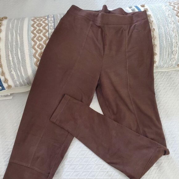 H&M Suedette Chocolate Brown Moto Leggings- XS- Like New - Picture 2 of 11
